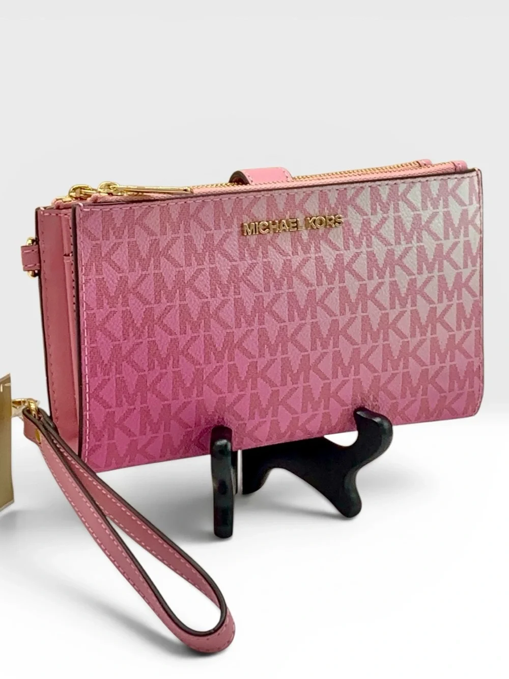 Michael Kors Carnation Ombré Signature MK Zip Wristlet/Wallet